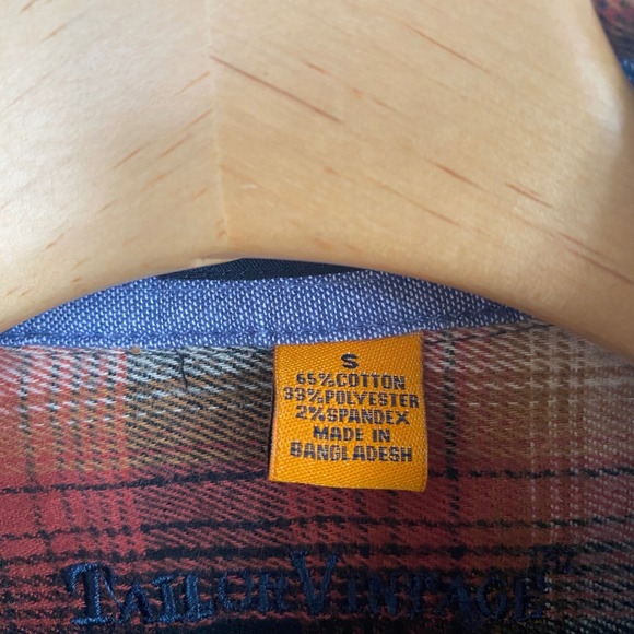 Tailor Vintage Mens Maple Lodge Plaid Performance Stretch Flannel Shirt Orange S - Picture 3 of 10